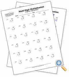 2 Digit with 1 Digit Numbers Multi-Digit Multiplication Preview