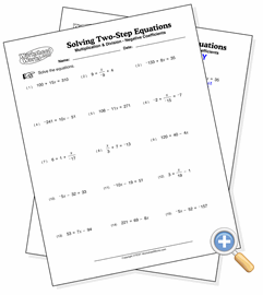 Multiplication & Division Solving Two-Step Equations - Worksheetworks.com