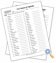 50 State Capitals Quiz – Free Printable